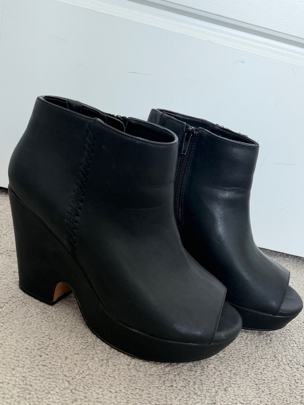 Torrid Black Peep Toe Wedge Booties 9W